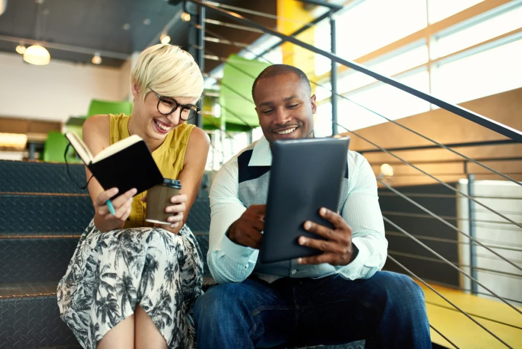 small business owners working at commercial building