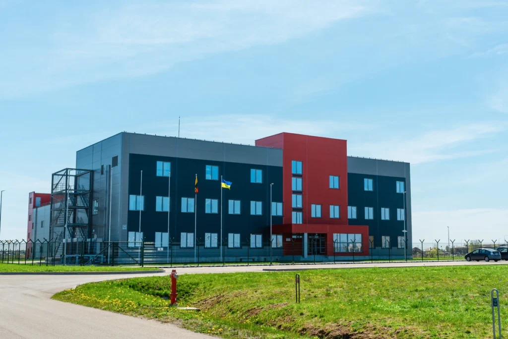 new commercial building with flat roof