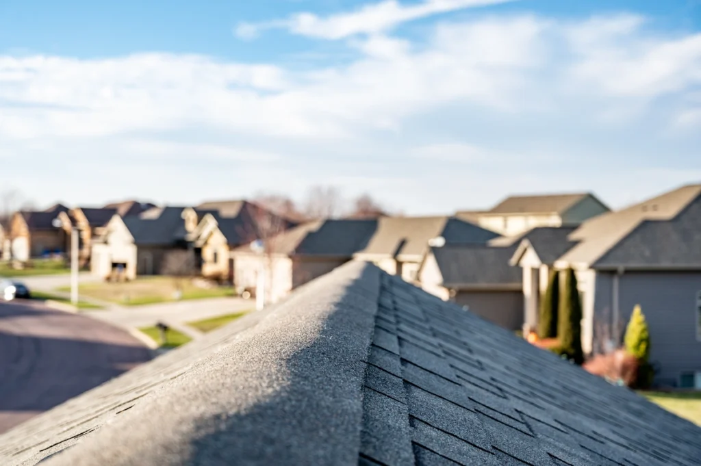 close up of ridge cap shingles in Lexington, KY
