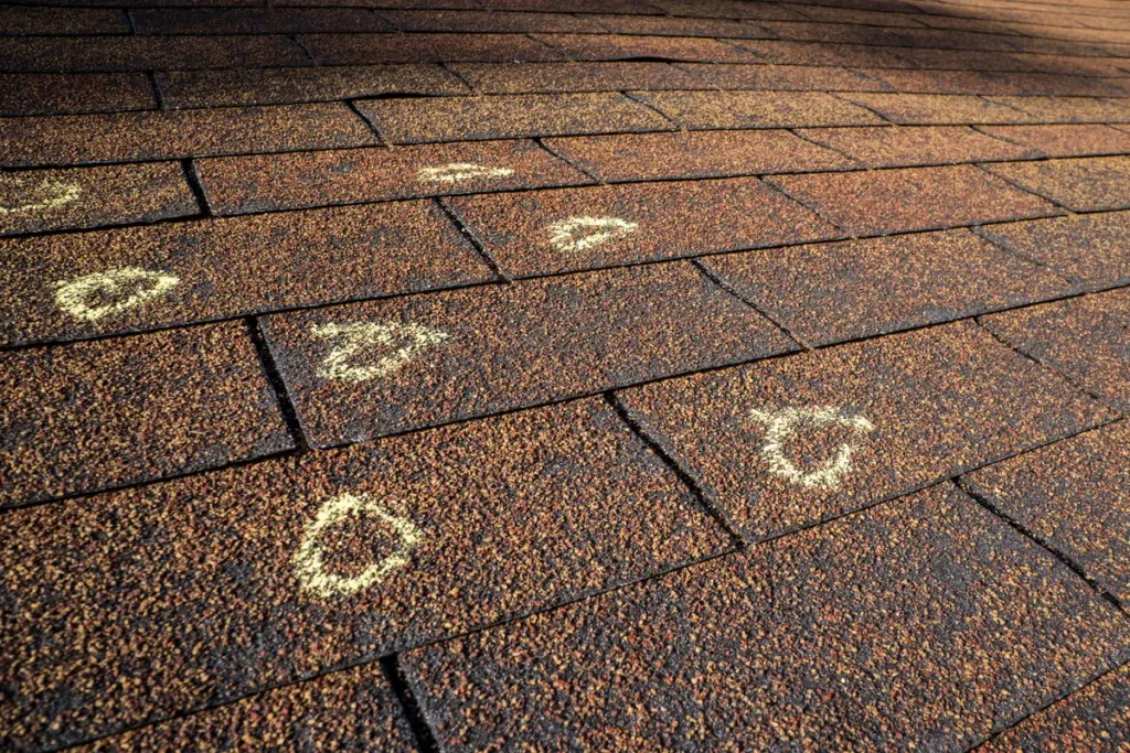 hail damage on shingles