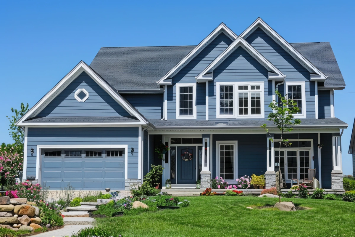 new built residential house with gable roof