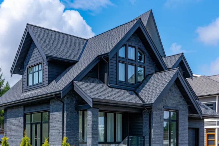 modern new built house roof pitched