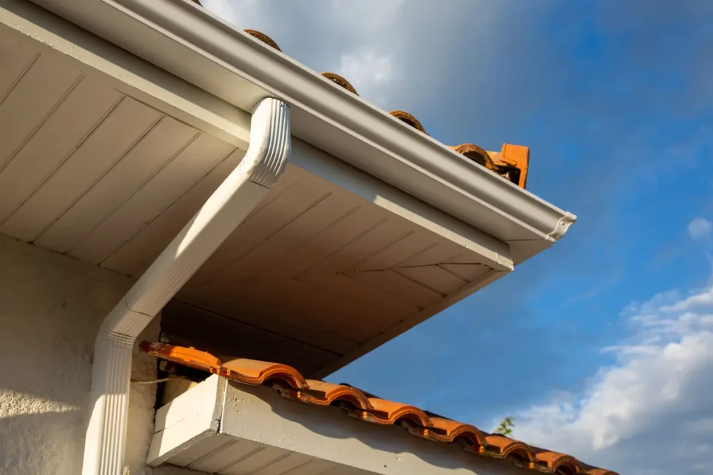 clay tiles and gutter system