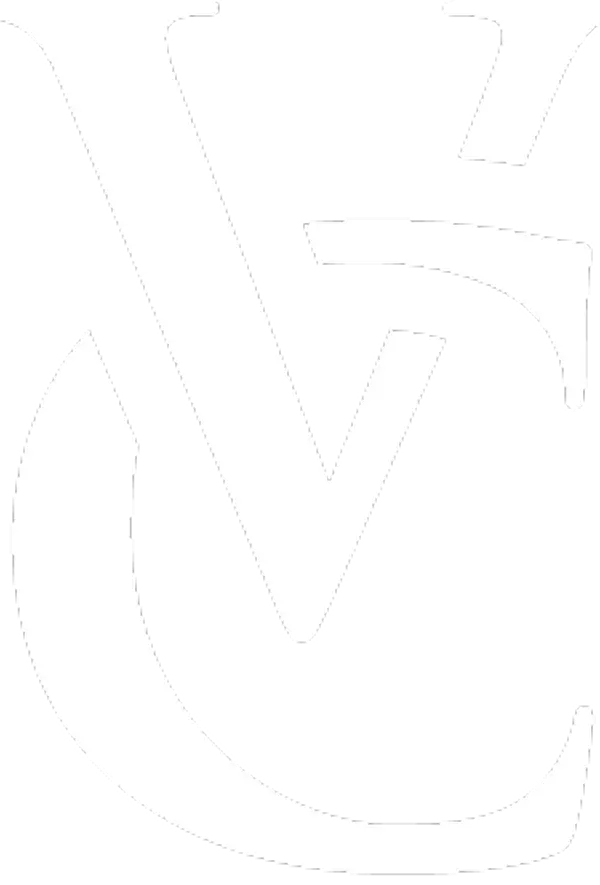 Modern abstract logo with overlapping G and checkmark V outlines on white, symbolizing trust in roofing and siding services.